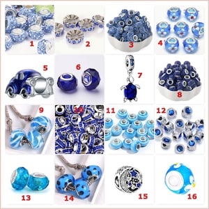 European Style Charm. Blue Charms. Fits European or Big Hole Charm Bracelet (BL01)