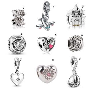 European Style Charm, Silver, Crystal, Charm, Airplane, Spacer, Heart, Castle Charm. 1 pc. Fits European Charm Bracelet. G43