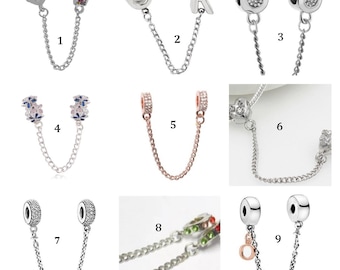 Safety Chain for Charm Bracelet. Silver Safety Chains. (sc01)