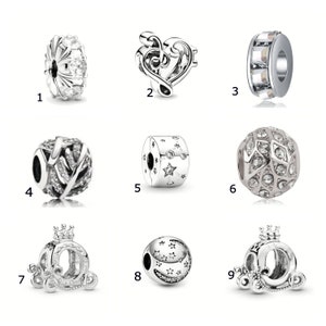 Pandora Style Silver Charm, Spacer, Heart, Dangle, Star, Coach, Round, Charm, Fits Pandora & European Charm Bracelet (G 71)