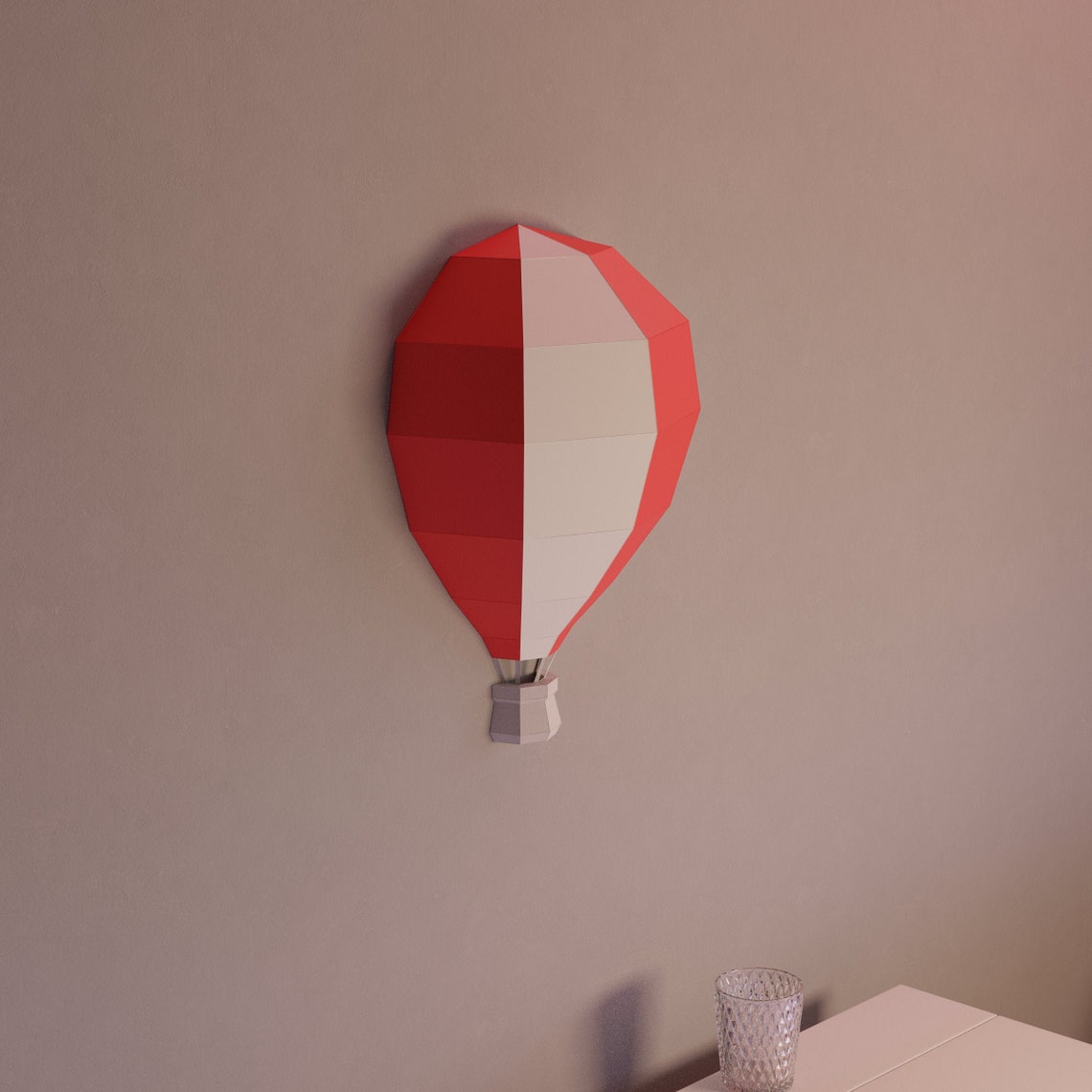 Hot Air Balloon Papercraft 3D Origami Low Poly Paper Sculpture Etsy