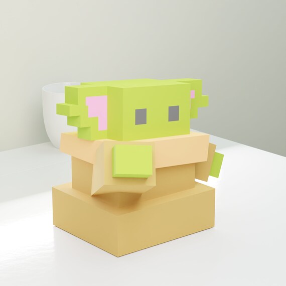 Baby Yoda Minecraft Style Origami Papercraft -  Sweden