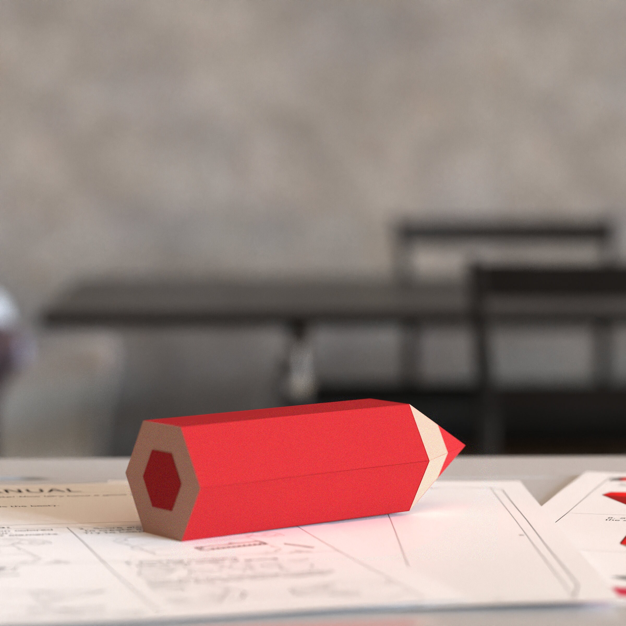 Crayon Papercraft Template 3D Origami Low Poly Paper Sculpture Etsy