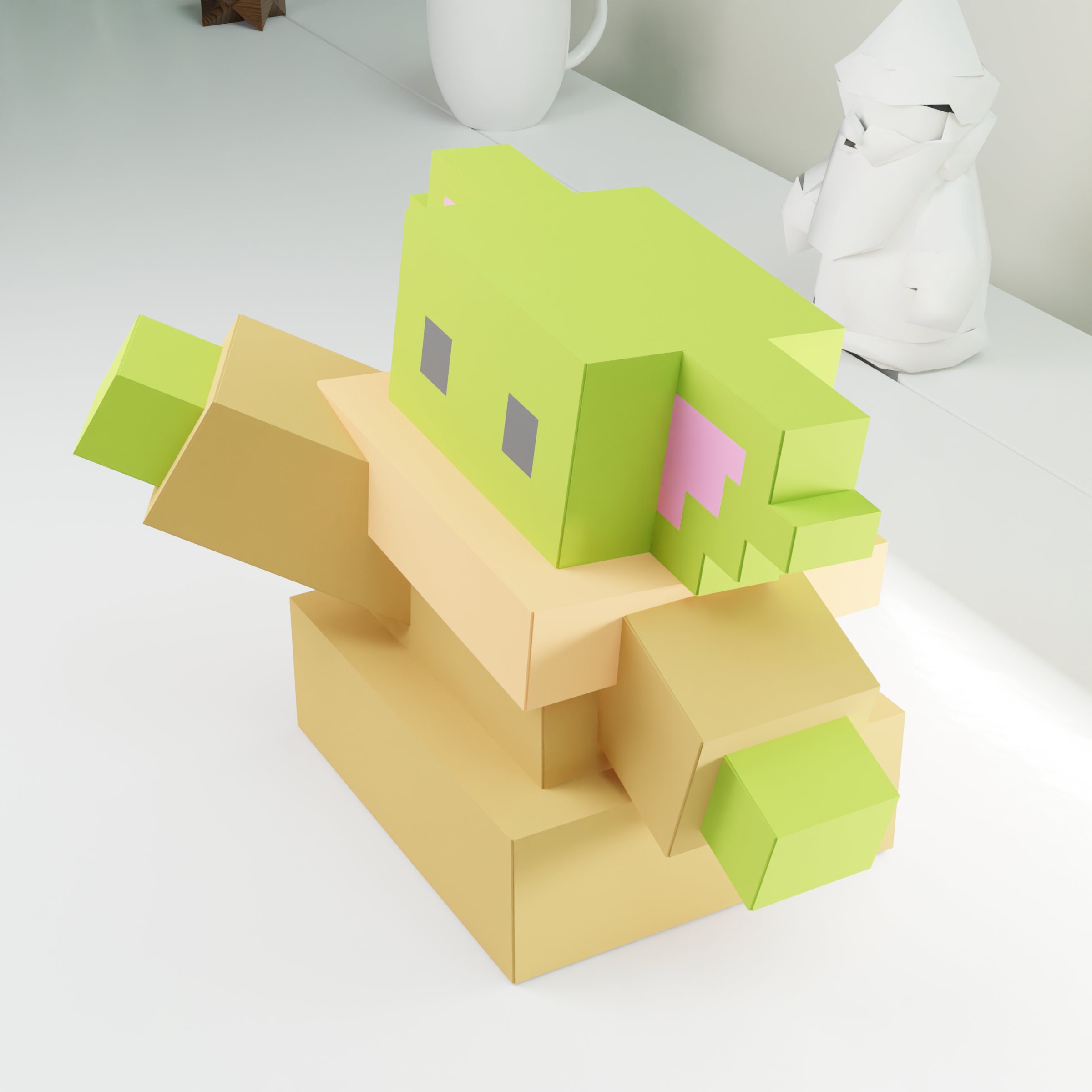 Baby Yoda Minecraft Style Origami Papercraft -  Sweden