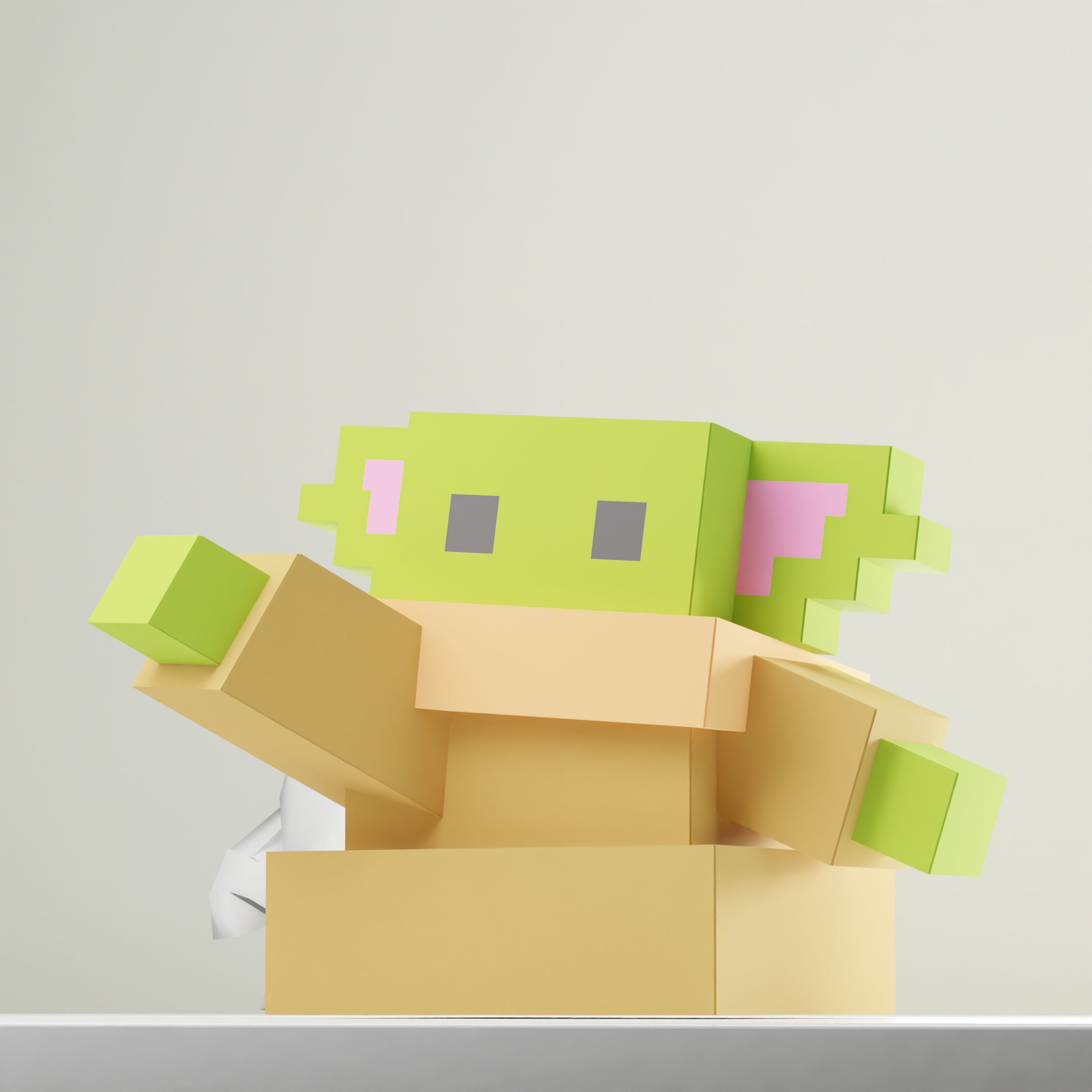 Baby Yoda Minecraft style origami papercraft -  Portugal