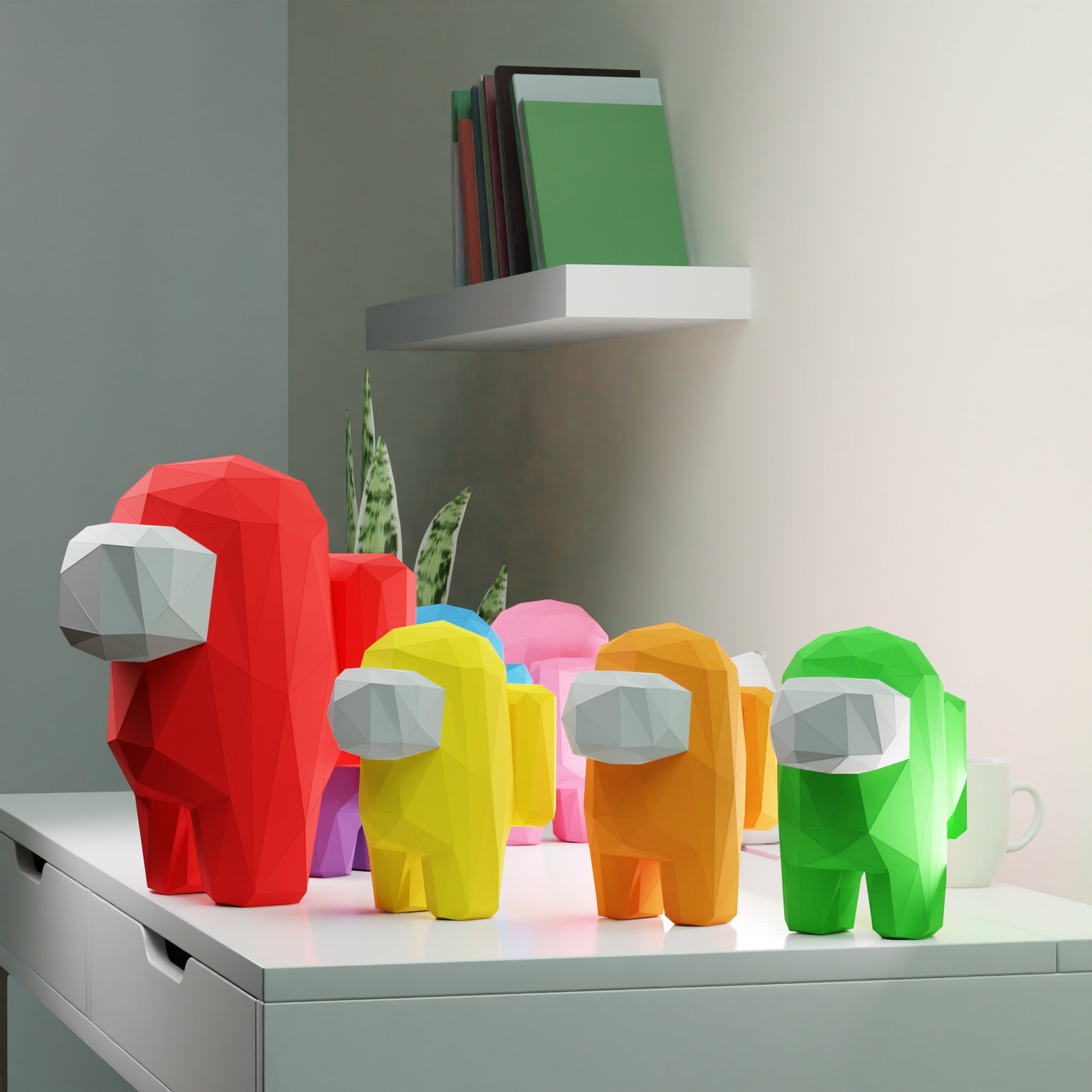 Among us Origami DIY figure papercraft model template 3D Etsy