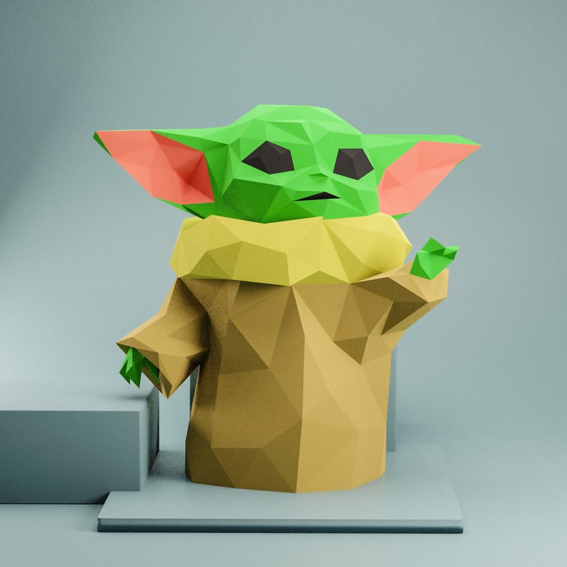 Baby Yoda Star Wars Papercraft Origami DIY model PDF template Etsy