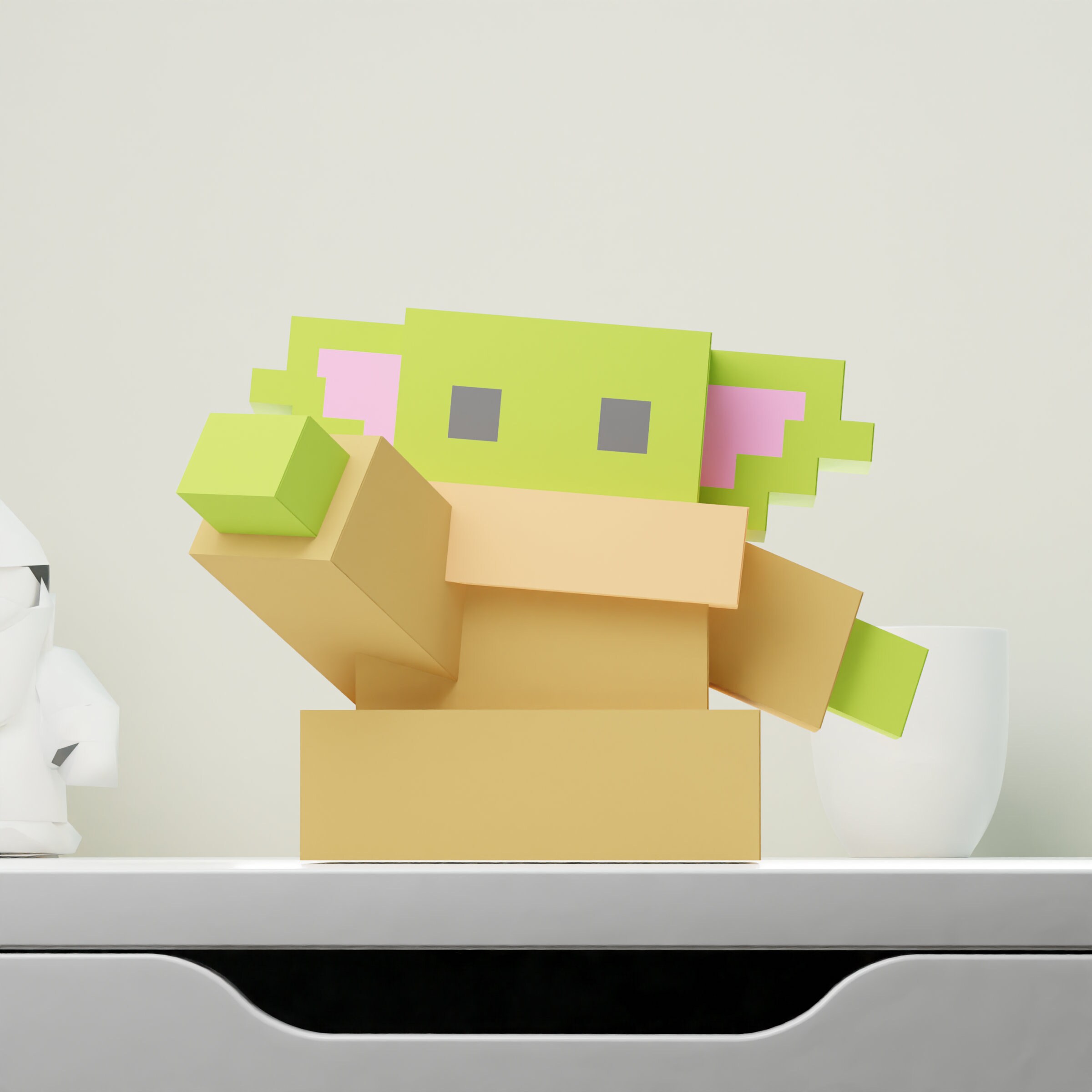 Baby Yoda Minecraft Star Wars papercraft Origami DIY paper Etsy Nederland