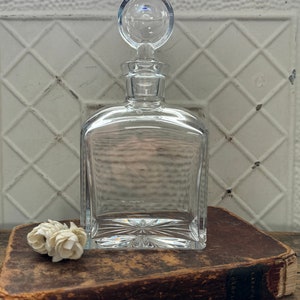 Vintage Crystal Atlantis Decanter with Stopper, Cut Glass, Faceted Glass, Barware, Signed