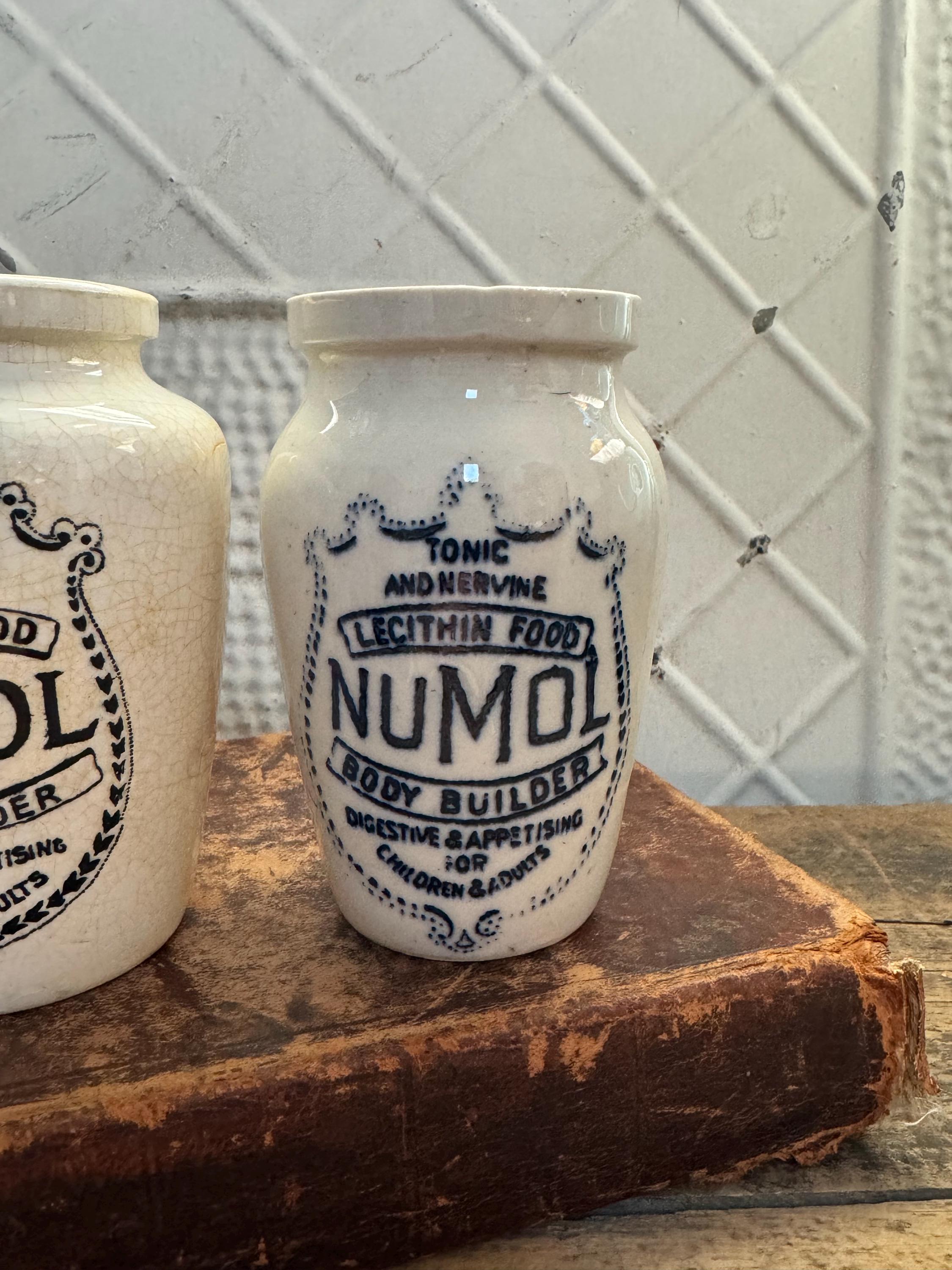 Antique Numol Body Builder Pot, English Advertising, Crazed Ironstone ...