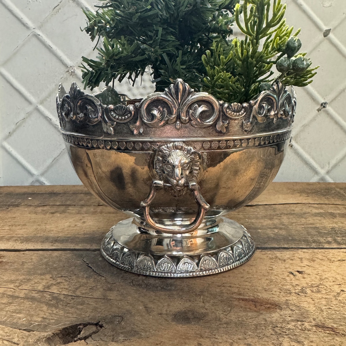Vintage Silverplated Ornate Monteith-style Footed Bowl With Lion Face Handles, Silver Bowl, Decorative Bowl, Modern Vintage, Vintage Chic - Etsy
