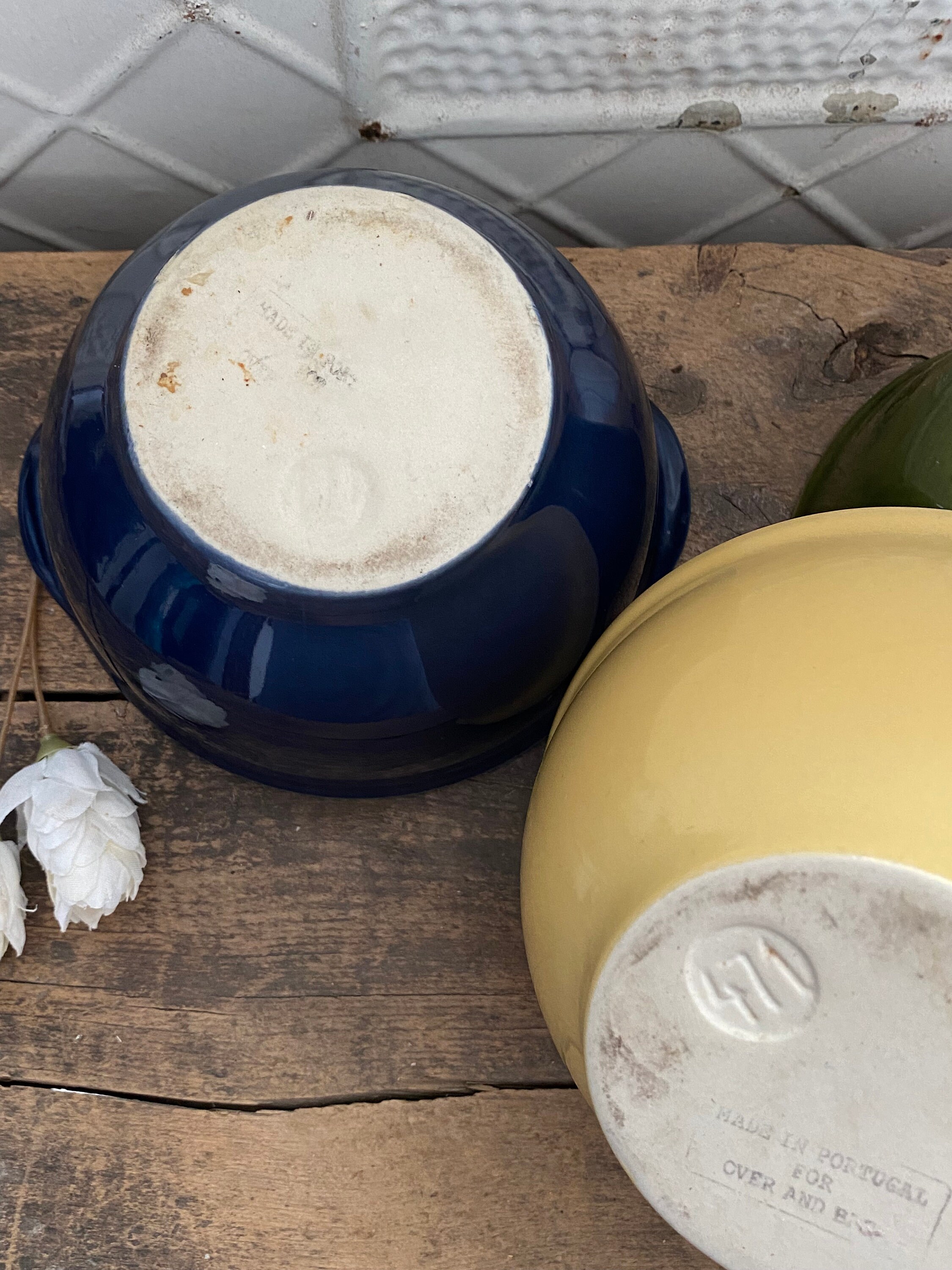 Vintage Over and Back Stoneware Bowl Made in Portugal Etsy