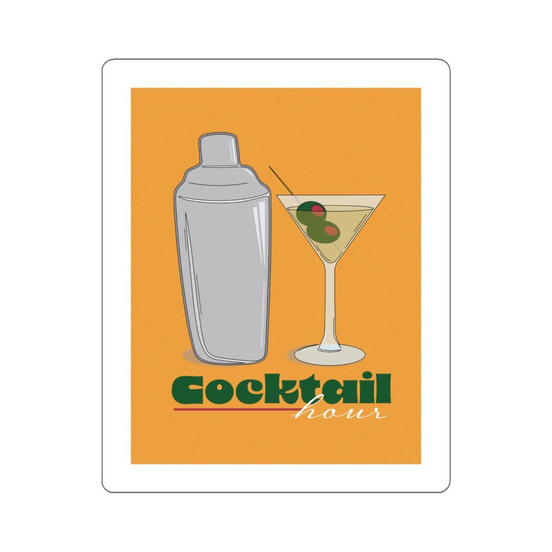 Cocktail Hour Sticker Cocktail Hour Martini Glossy Vinyl Sticker - Etsy