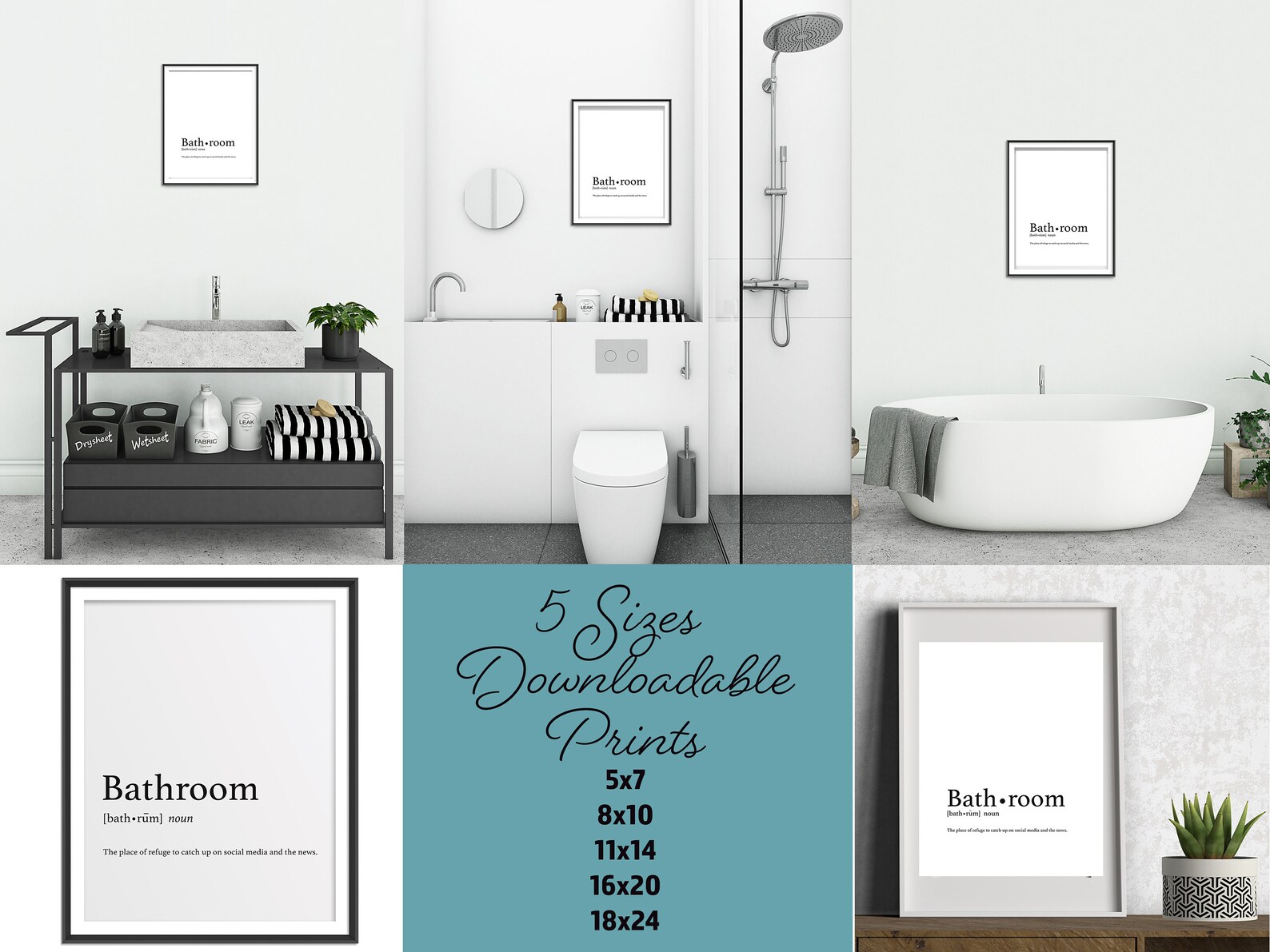 Bathroom Definition Digital Download Print / Bathroom Printable Art