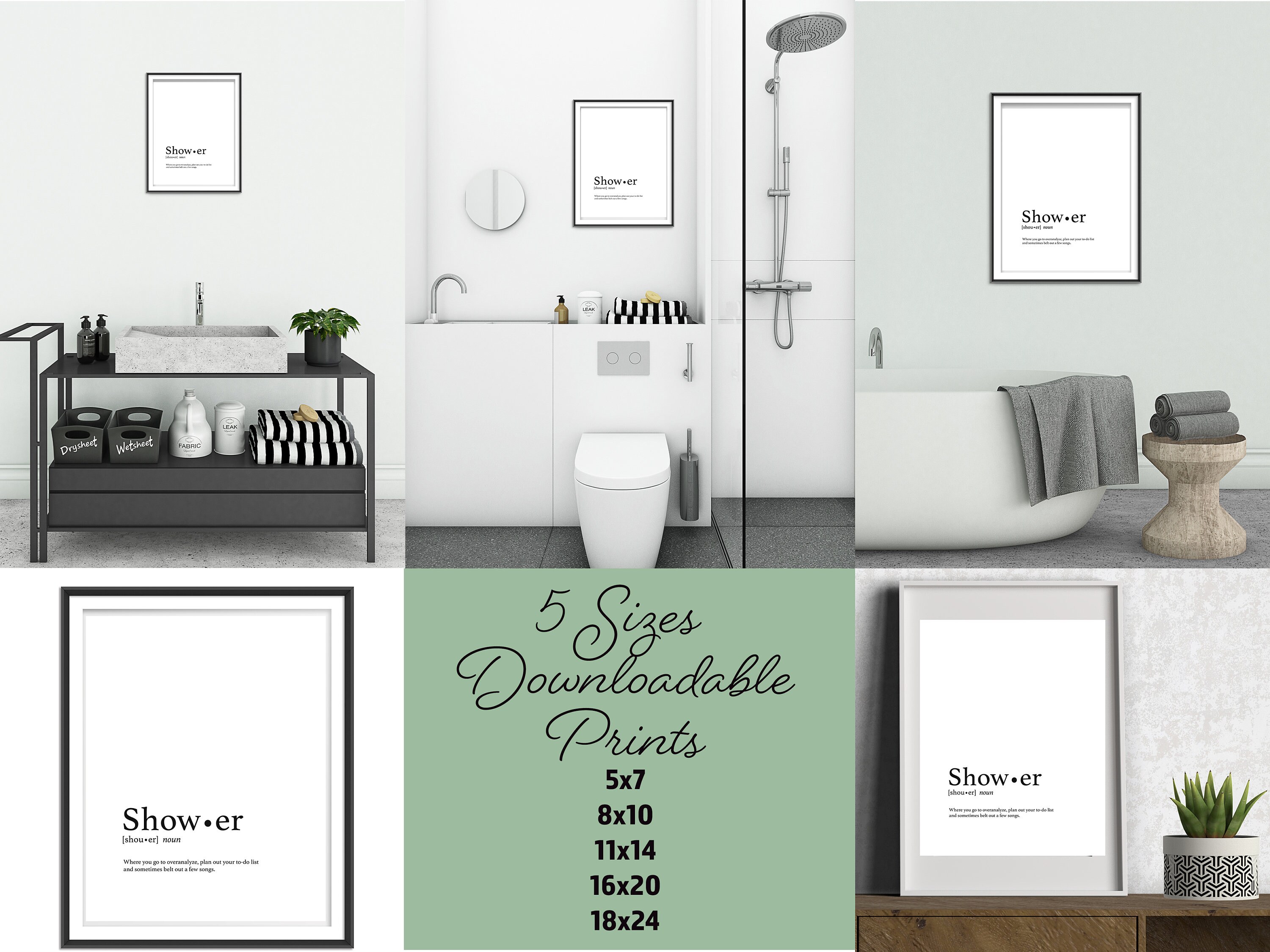 Shower Definition Downloadable Print / Bathroom Printable Art Etsy