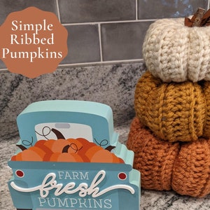 Crochet Pumpkin Decor Fall Set, Bulky Yarn Pumpkins, Stacked or Single, Autumn Home Decor