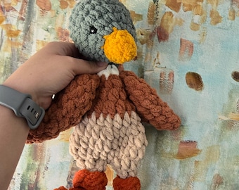 Duck snuggler, Crochet mallard stuffed animal