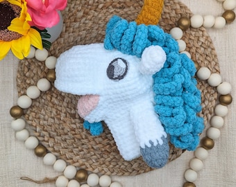 Títere de caballo unicornio, títere inspirado en Unicorse, títere de unicornio, títere de ganchillo, juguete de títeres, unicornio, juguete de caballo unicornio, juguete de unicornio