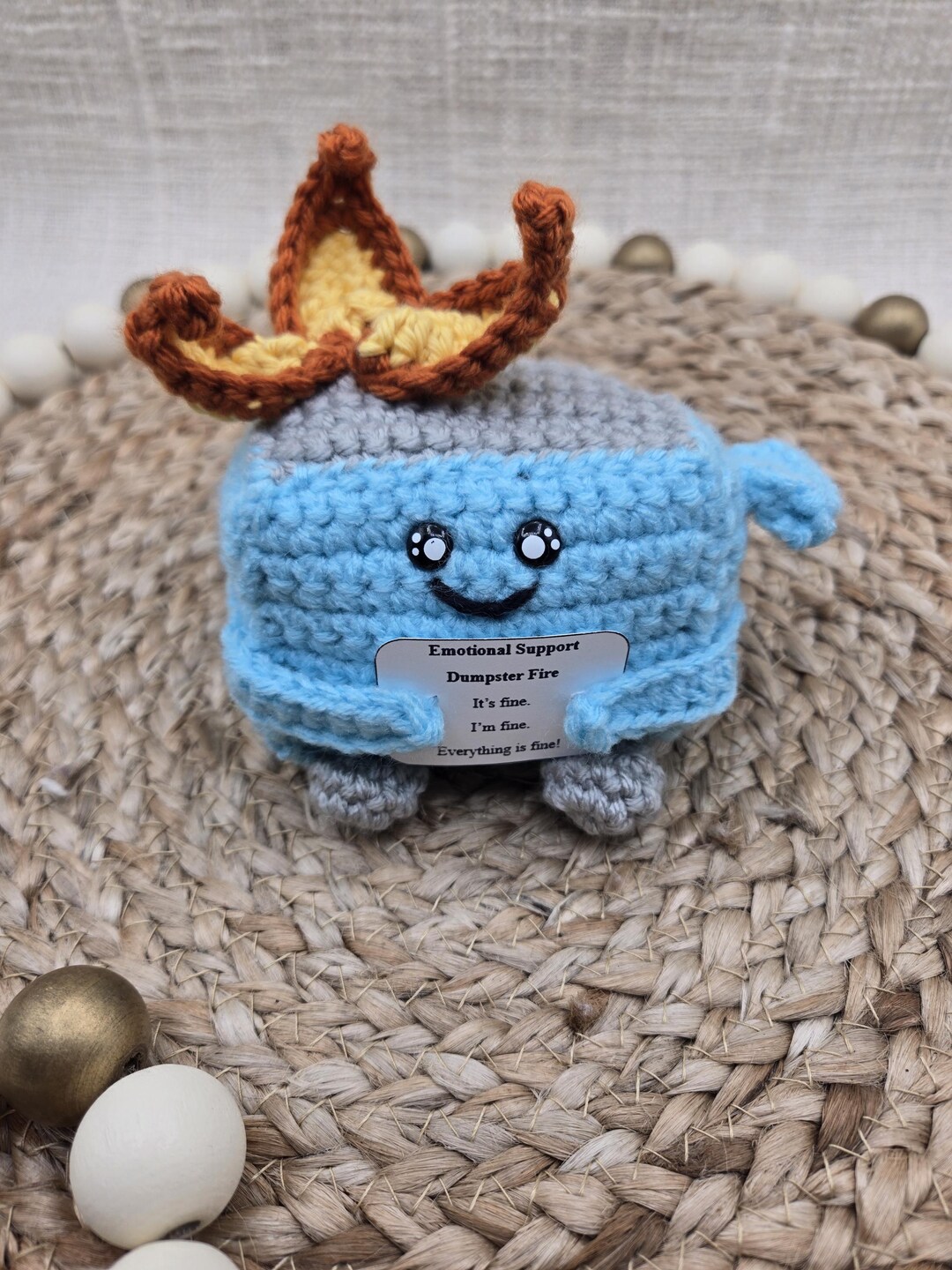 Emotional Support Dumpster Fire, Crochet Emotional Support, Crochet ...