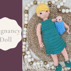 Pregnancy and birthing Doll, Educational pregnancy doll, Crochet birthing toy