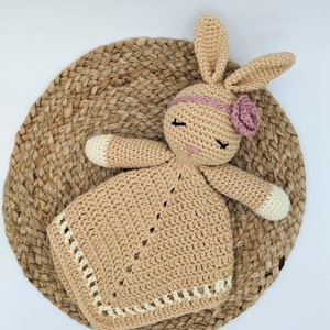 Bunny lovey blanket, Crochet stuffed bunny
