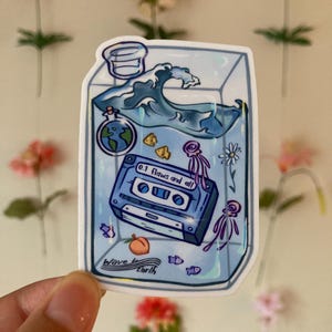 Pegatina de vinilo Wave to Earth / W2E 0.1 con defectos y todas las pegatinas estéticas personalizadas brillantes