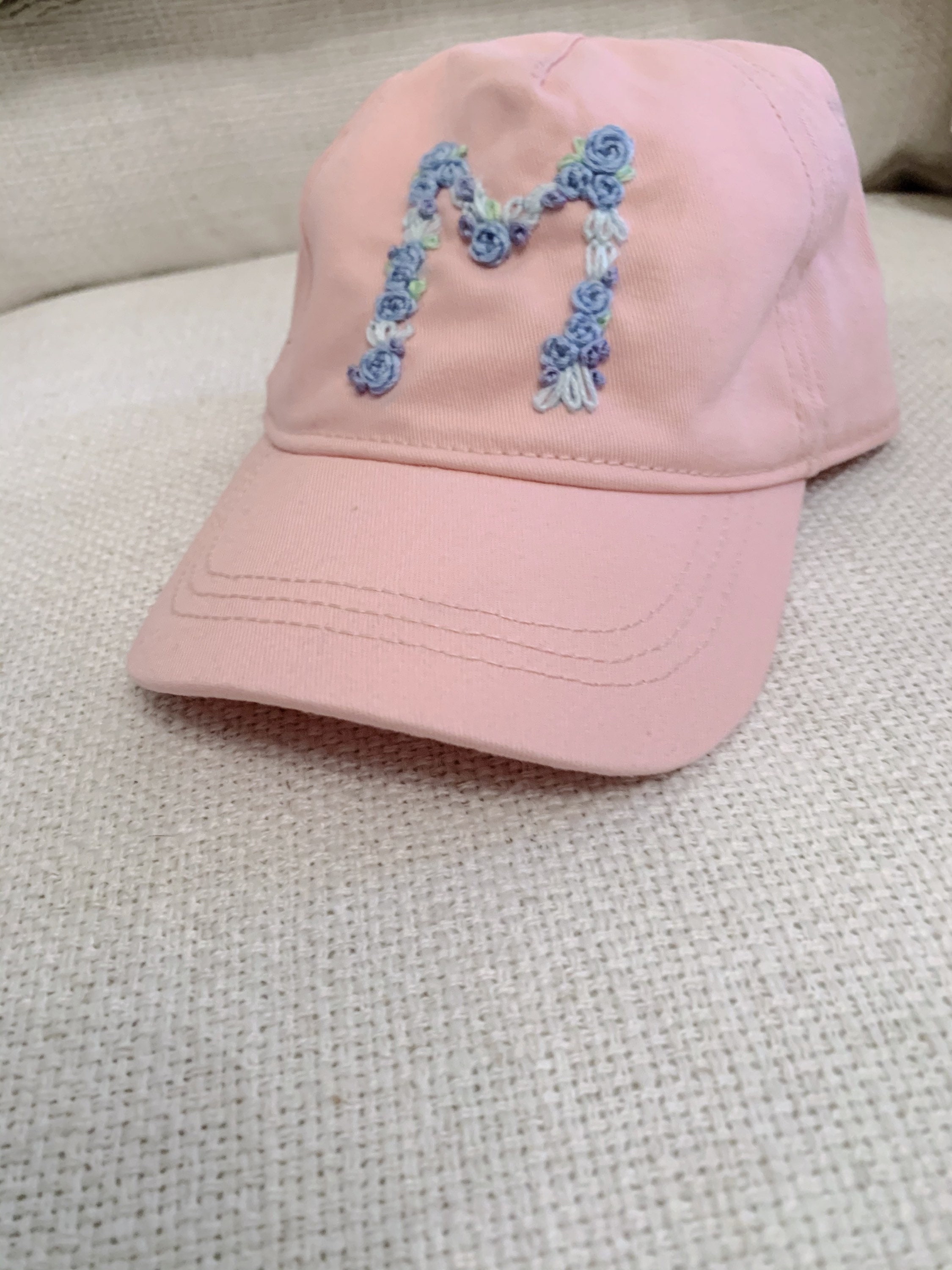 Customized letter baby toddler baseball hat available in Etsy