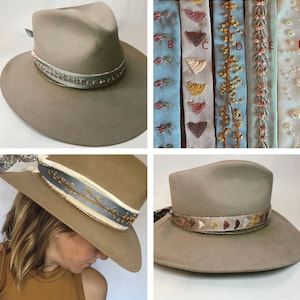 Embroidered hat band | cowboy hat ribbon | reversible hat band