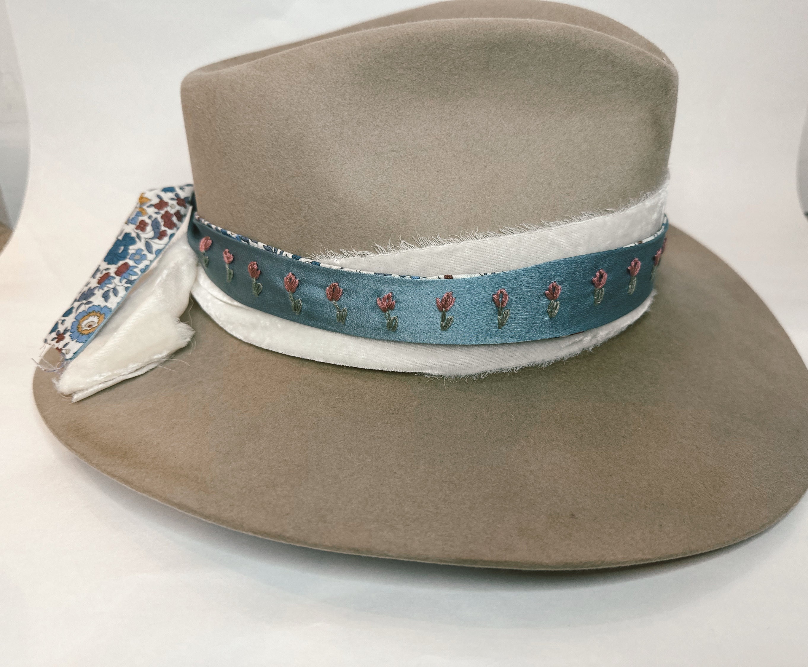 Embroidered Hat Band | Cowboy Hat Ribbon | Reversible Hat 