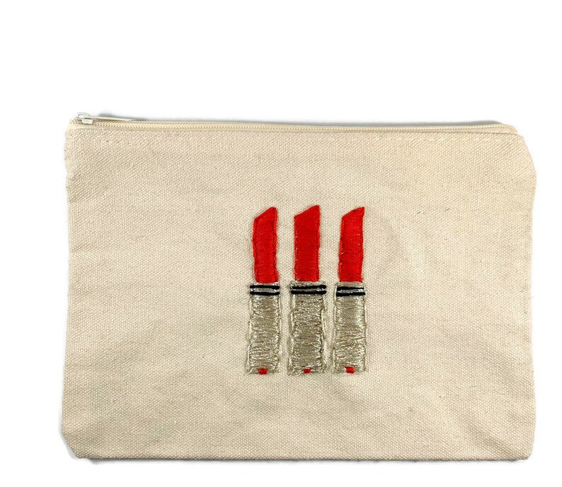 Embroidered Makeup Bag Etsy