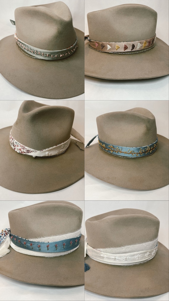 Embroidered Hat Band | Cowboy Hat Ribbon | Reversible Hat  display picture 2