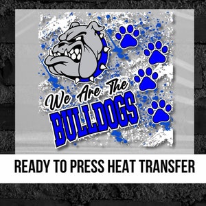 Blue White Bulldogs DTF transfer ready to press, custom dtf transfer, Bulldog dtf heat transfer, Bulldog Football heat transfer, DTF Prints