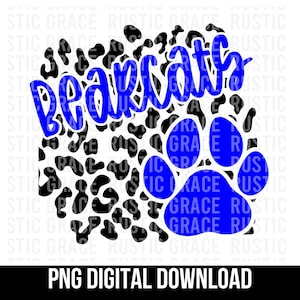 Bearcats Png, Leopard Png, Digital Download, Png for Sublimation, Mascot Name, Bearcats Design, Bearcats Sublimation, School Spirit Design