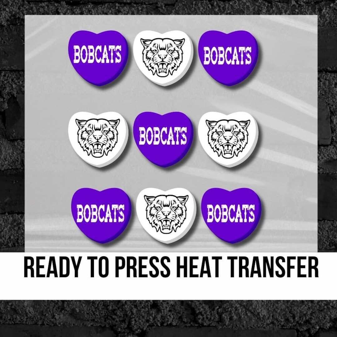 Bobcats Heat Transfer Valentines Ready to Press Heat Transfer Screenprint  Transfer Mascot Dtf Transfer Design Bobcat Team Transfer Dtf Print 