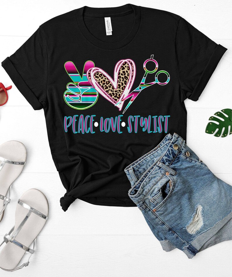 Peace Love Stylist HTV TransferDigital Laser TransferHairstylist Vinyl Transfer TShirt Transfers