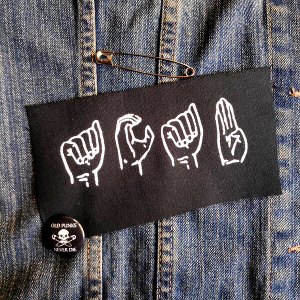 A.C.A.B  in International Sign Language punk patches-Patches for jackets-Patch-Punk clothing-Lgbtq patches-Punk accessories-Antifa patches