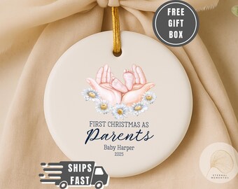First Christmas as Parents Ornament, Personalized Porcelain Keepsake
