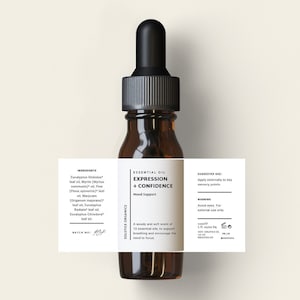 15 ml Dropper Bottle Label Template, Essential Oil Label, Face Serum Oil label, 0.5fl Label Template, Canva, DIY Label Template