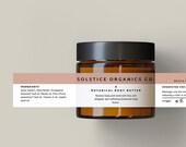 Botanical Body Butter Label Template, Amber Jar, DIY Canva (Digital File)