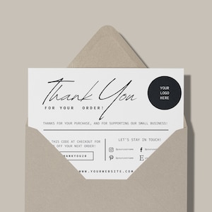 Thank You Card Template, Thank You For Your Order Template, Minimal Thank You Card, Thank you Card Canva Template - Cashmere