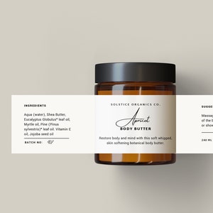 Wrap Around Label Template, Body Butter Jar Label, Balm Label Template, Amber Jar Label, Canva Template, DIY Label Template - Apricot