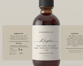 Editable Dropper Bottle Label Template, DIY Cosmetic Label Design (Canva)