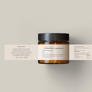 Wrap-Around-Etikettenvorlage, Body Butter Jar-Etikett, Balsam-Etikettvorlage, Bernsteinglas-Etikett, Canva-Vorlage, DIY-Etikettvorlage -Expression S