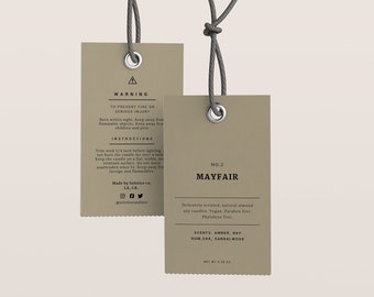 Editable Candle Hang Tag Template – Minimalist Product Tags (Digital Download)
