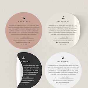 Warning Labels Template, Printable Warning Stickers, Candle Label Care Instructions, Candle Warning Label, Candle Safety Labels - W03