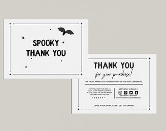 Halloween Thank You Card Template, Spooky Bat Design (Canva Template)