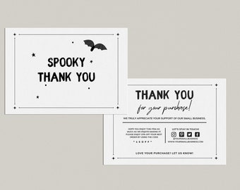 Halloween Thank you Card Template, Minimal Thank You For Your Order Template, Thank you Card, Canva template - HTY2