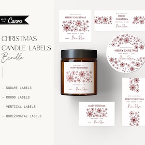 Christmas Candle Label Template Bundle, Candle Business Templates Bundle, Christmas Label Template, Winter Template, Candle Stickers -Santa