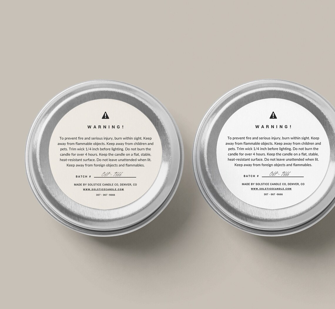 Warning Labels Template, Printable Warning Stickers, Candle Label Care Instructions, Candle ...