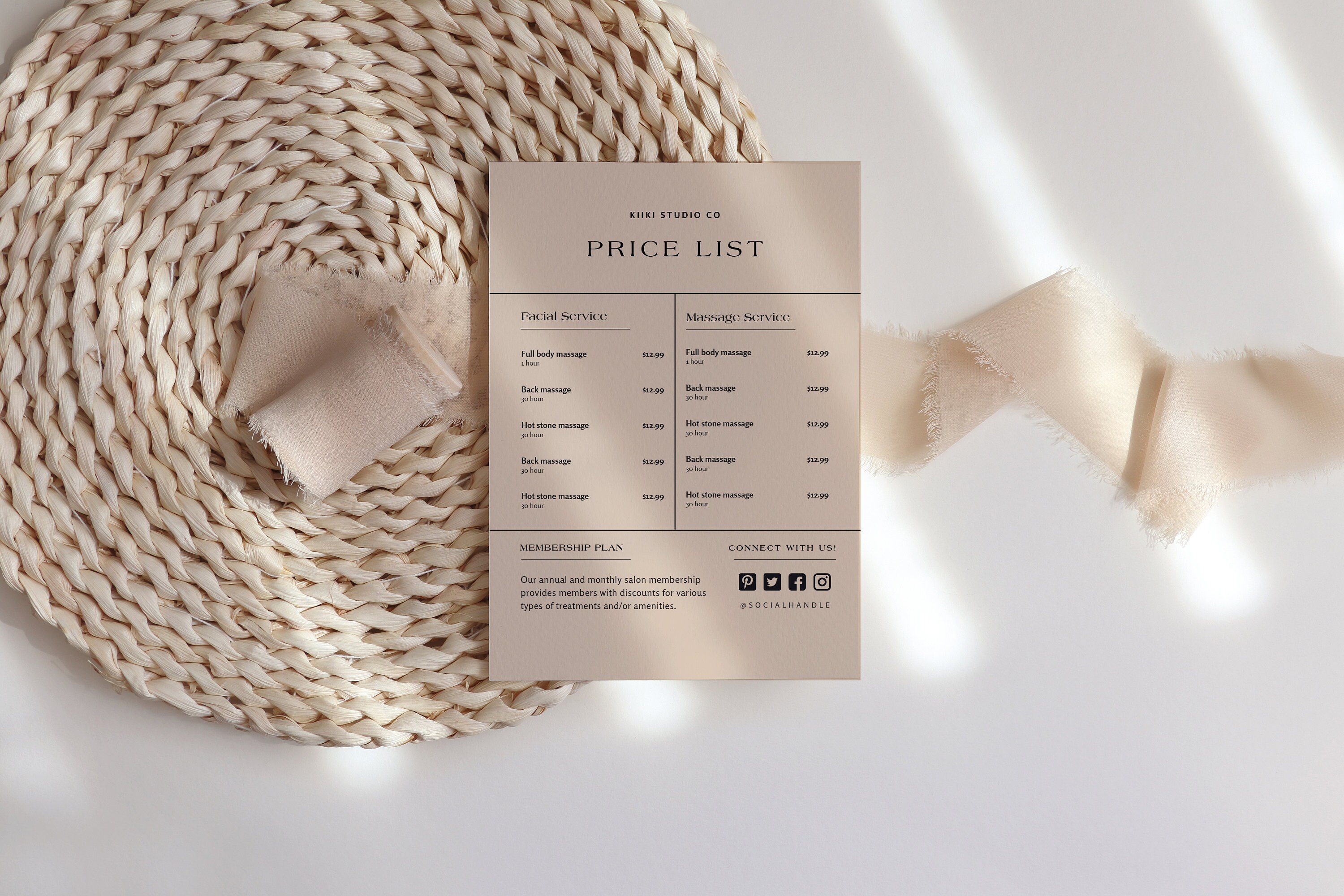 Minimalist Printable Price List Template, Editable Price Sheet, DIY ...